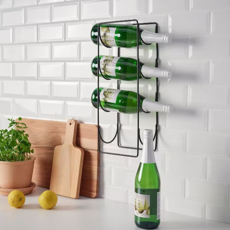 IKEA Steel Bottle Rack(Black, 4 Bottles)