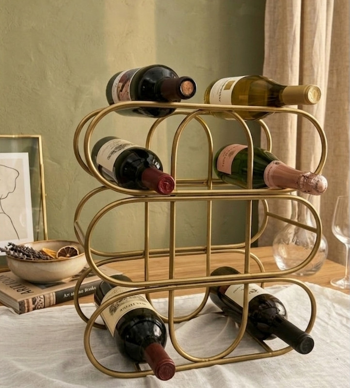 Shana handicrafts Cast Iron Wine Rack(Gold, 6 Bottles)
