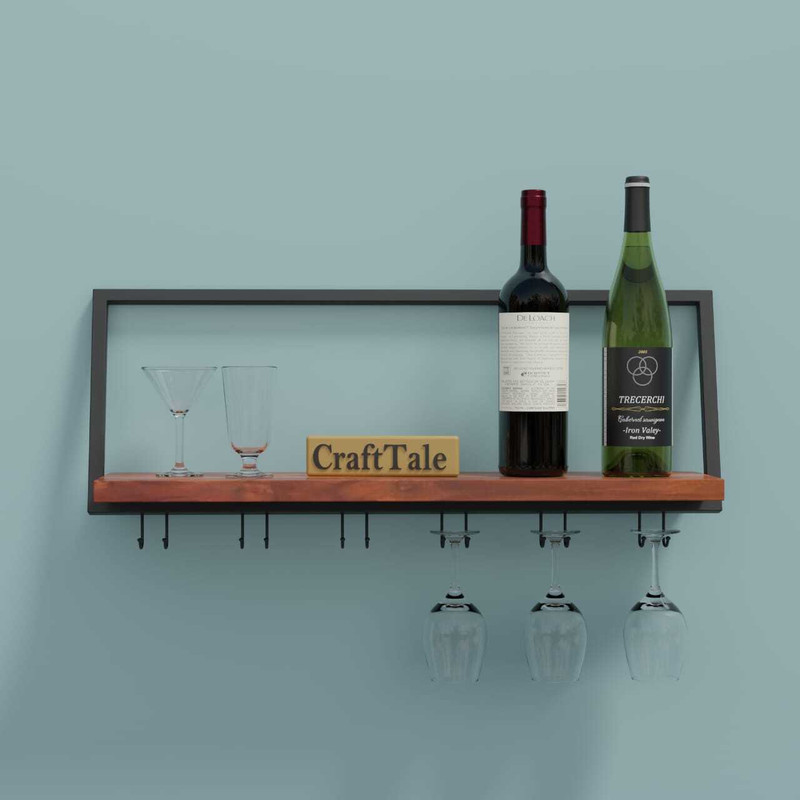 CraftTale Wooden Bottle Rack(Brown, 5 Bottles)