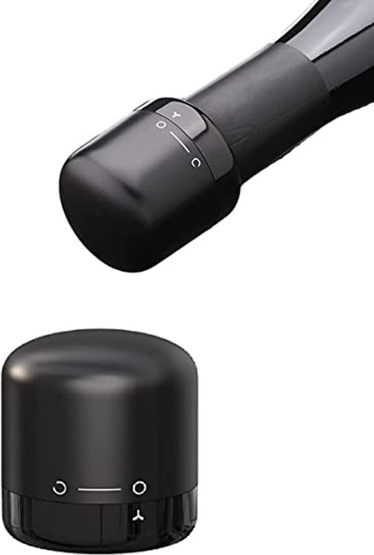 TOMATUS Leakproof Champagne and Wine Bottle Stopper with Rotating Lock Plastic Bottle Stopper(Black)