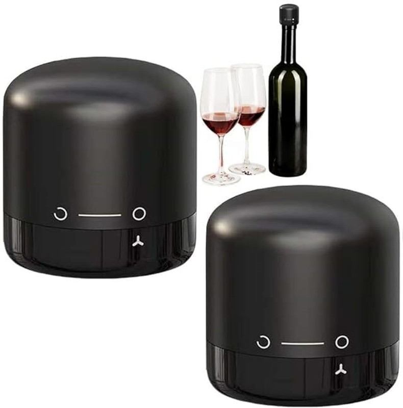 Takositio 2 pcs Leak-Proof Sparkling Wine Stopper - Keep The Wine Fresh,Easy to use Silicone Bottle Stopper(Black)
