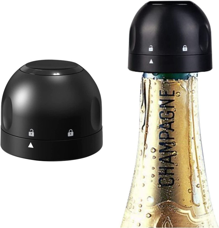 HARVA Champagne Stopper Cap (1 Pcs) Twist Lock | Wine Sealer Stoppers Cork Bottle Seal Silicone, Plastic Bottle Stopper(Black)