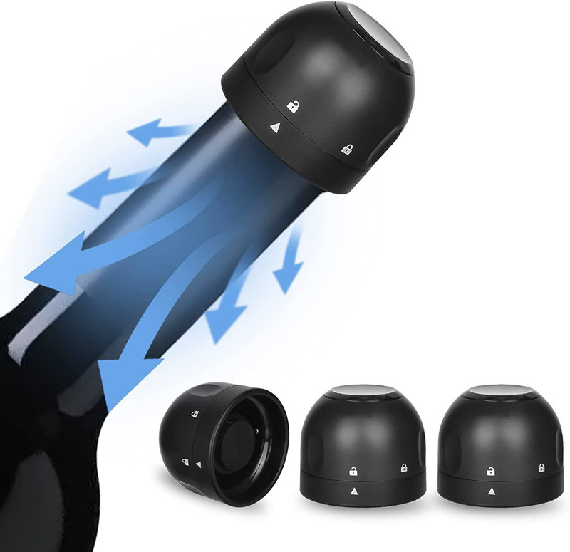 TRIFECTA Bottle Cap Sealer Silicone Sealed Champagne Stopper Plastic Bottle Stopper(Black)