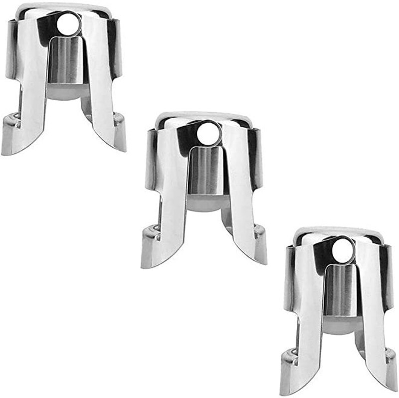 ShoppersHub PNQ Set of 3 Pieces Sparkling Champagne Bottle Stopper Sealer Stainless Steel Bottle Stopper(Steel)