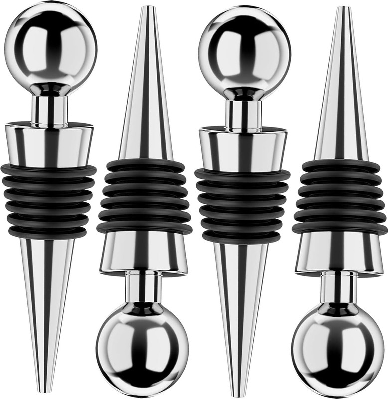 joyus Wine and Beverage Bottle Stoppers with Grip Top, Reusable Corks Pack of 1 Stainless Steel Bottle Stopper(Steel)