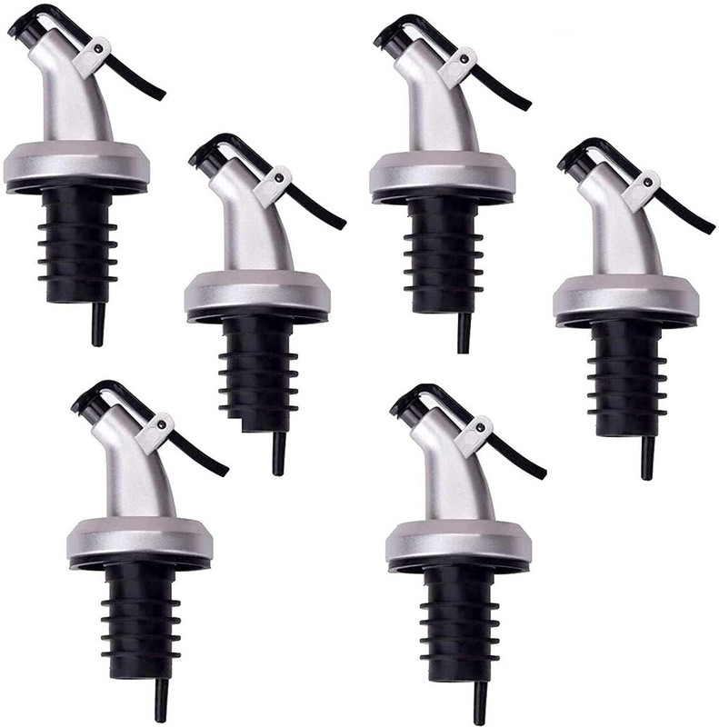 MOOZICO Oil Dispenser Nozzle Bottle Cap Plastic Bottle Stopper Leak-Proof Pour Spout Cap Steel, Silicone Bottle Stopper(Black, Silver)