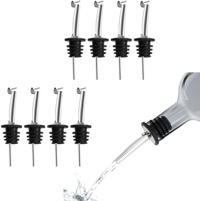 Signamio Bottle Stopper,Pourer for Wine Syrup and Olive Oil-8pcs Steel Bottle Stopper(Steel)