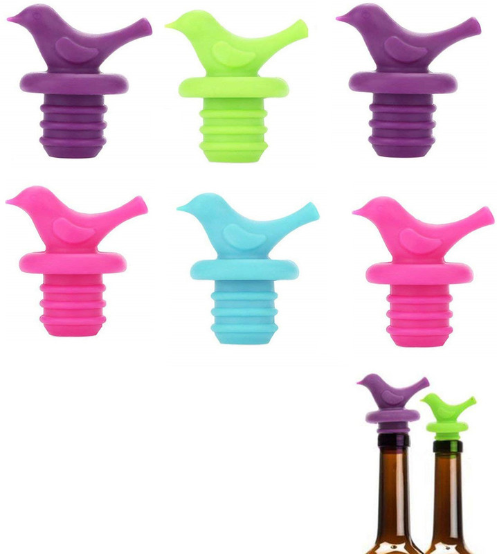 KARP Colorful Reusable Little Bird Pack Of 6 Silicone Bottle Stopper(Multicolor)