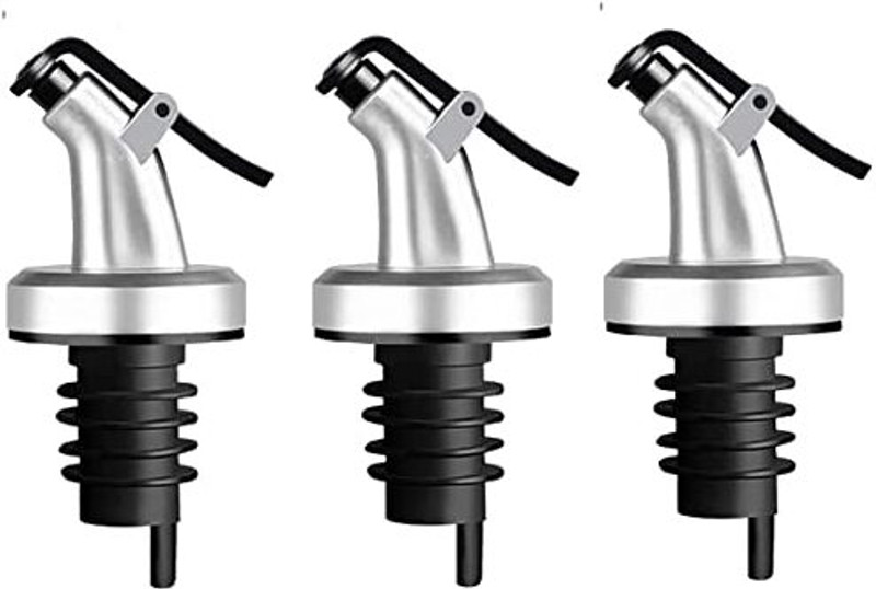DSP Oil Dispenser Stopper (Pack of 3) Plastic Bottle Stopper(Black, Silver)