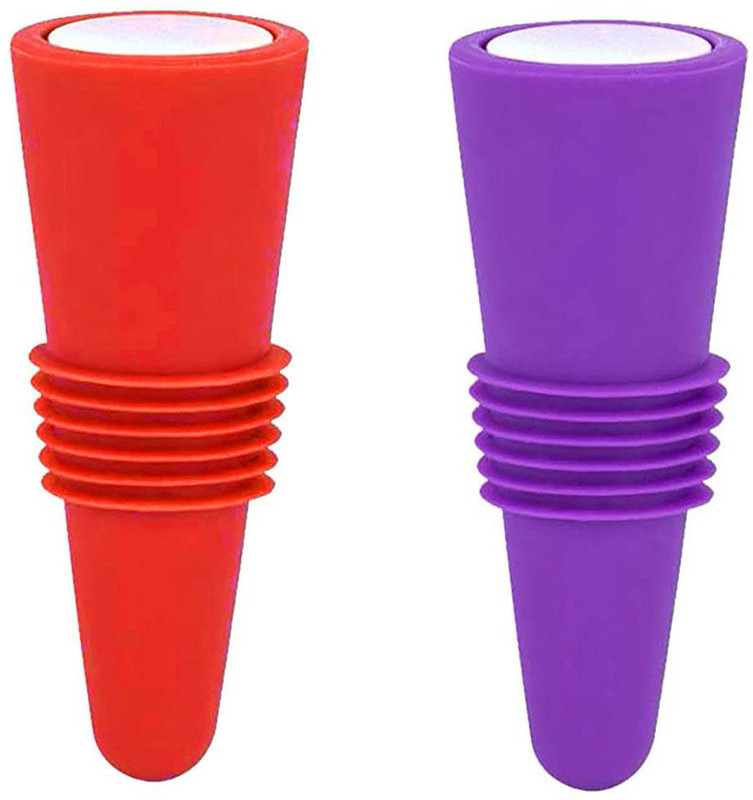 Besilia Silicone Wine Bottle Stopper, Champagne Bottle Cap Closer (Multicolor, 2 Pcs) Silicone Bottle Stopper(Multicolor)