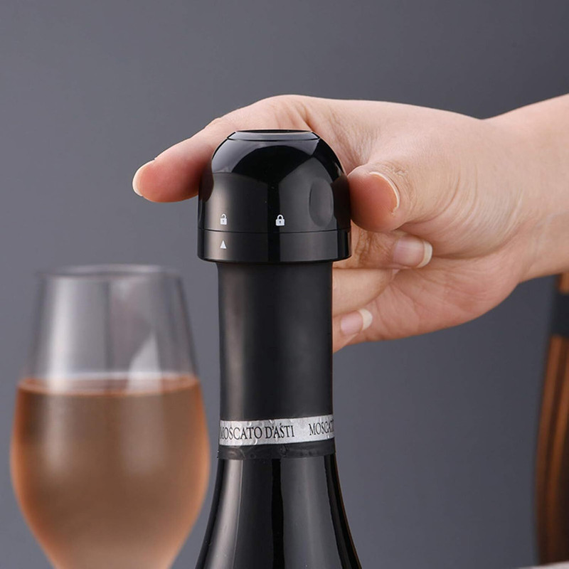 nunki trend Bottle Sealer for Champagne Cava, Silicone Sealed Wine Bottle Stopper Plastic Bottle Stopper(Black)