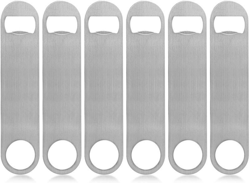 BARDECOR Stainless Steel Bottle Opener| Set of 6 | Bar Blade | Flat Blade Opener | Stainless Steel Bottle Stopper(Silver)
