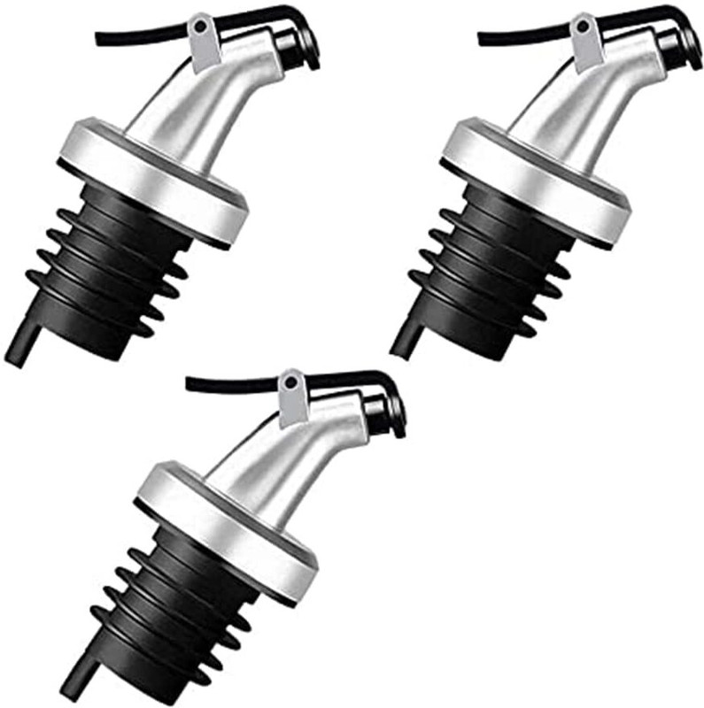 Zumie Oil Vinegar Bottle Stopper Spout Leakproof Nozzle Dispenser Wine Pourer for Oil Plastic Bottle Stopper(Black, Silver)