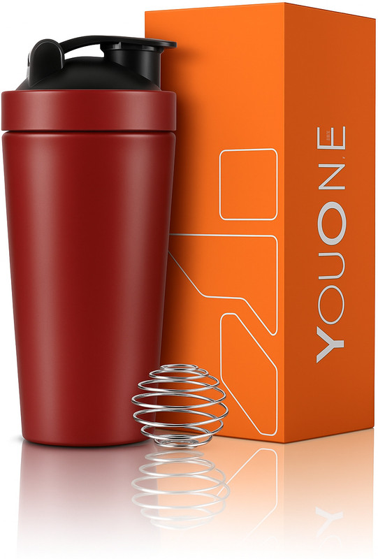 Youone Steel Protein Shaker Bottle for Gym 750ml Leak Proof Gym Shaker with Mixer Ball 750 ml Steel Shaker(Pack of 1, Red)