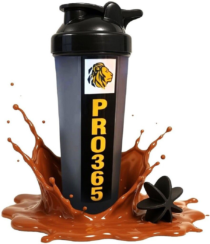 PRO365 Protein Shaker Bottle with Whisk Ball for Gym 700 ml Plastic Shaker(Pack of 1, Black)