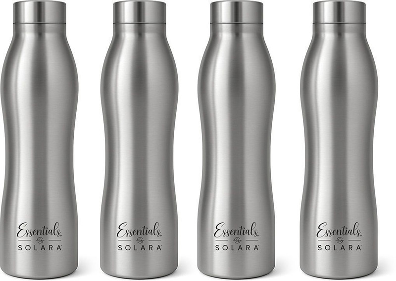 Solara Water Bottle 1 Liter for kids, Fridge, Office, 1000 ml Steel Bottle(Pack of 4, Silver)