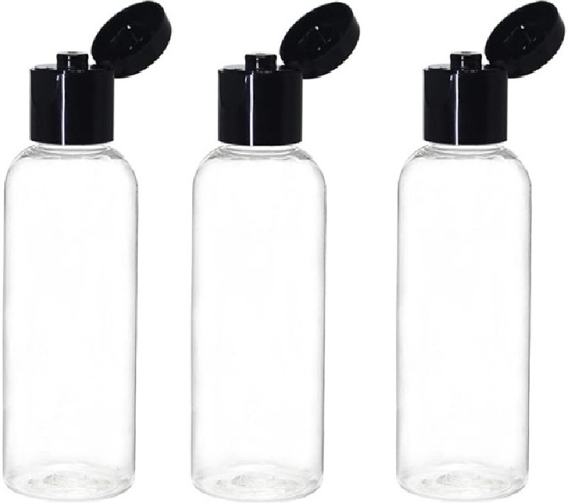 EverGlam Empty Clear Plastic Bottles Refillable with Black Flip top -50 ML Each 150 ml Plastic Spray Bottle(Pack of 3, White, Black)