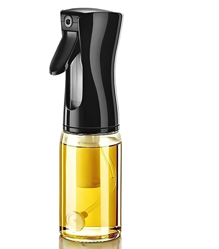 SIOPAWORLD Mist Spray Vinegar Olive Oil Sprayer Mister Oil Dispenser Bottle 210 ml Glass Spray Bottle(Pack of 1, Black)
