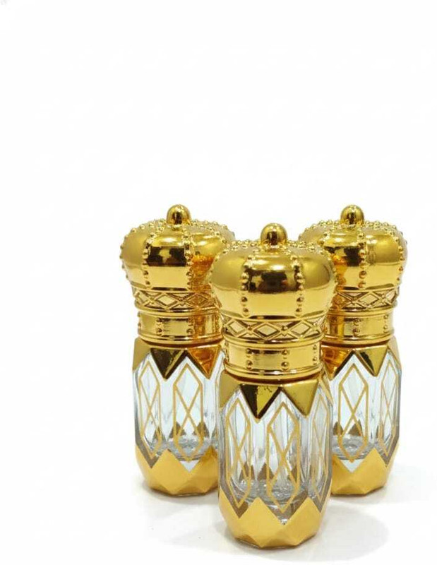 Hazee and Harry 3ml Travel Size Roll-On Bottle for Attar & Essential Oils (Gold Crown Design) 3 ml Glass Spray Bottle(Pack of 3, Gold)