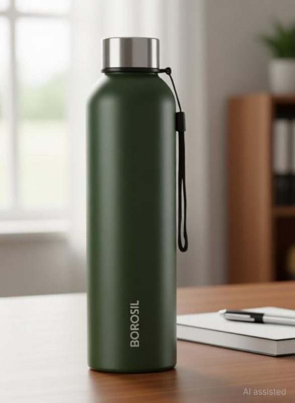 BOROSIL Laguna Made In India Water Bottle, Leakproof, Bottle for Office, School 1000 ml Steel Bottle(Pack of 1, Green)