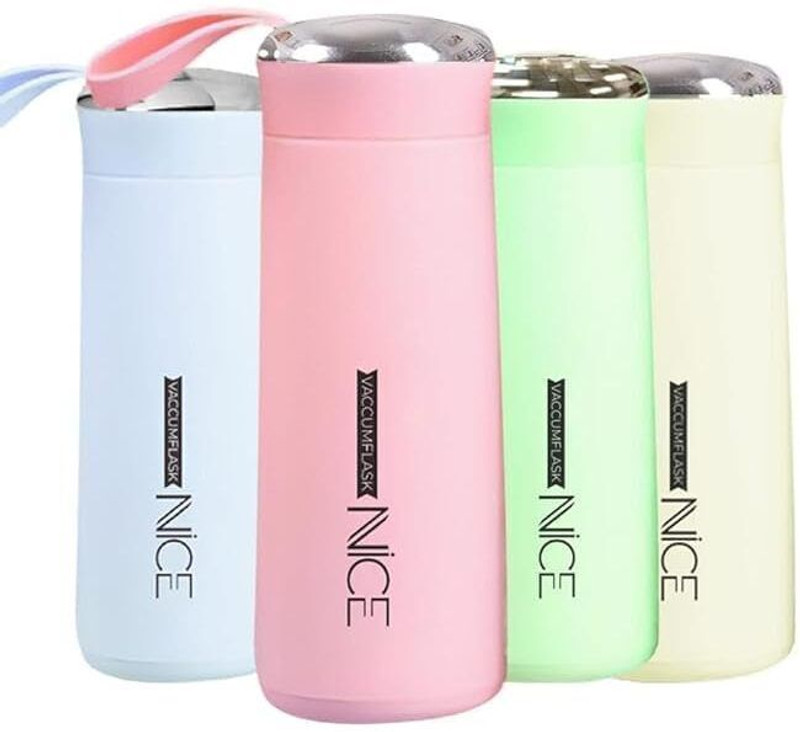 GN Wonders NICE Glass Water Bottle | Hot & Cold Use | Portable Leakproof Bottle 400 ml Plastic Bottle(Pack of 1, Multicolor)