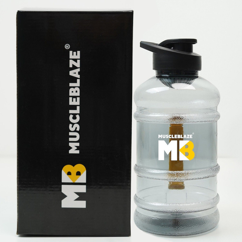 MUSCLEBLAZE Gallon Water Bottle, for Gym, BCAA / Protein Shaker 1500 ml Plastic Bottle(Pack of 1, Black)