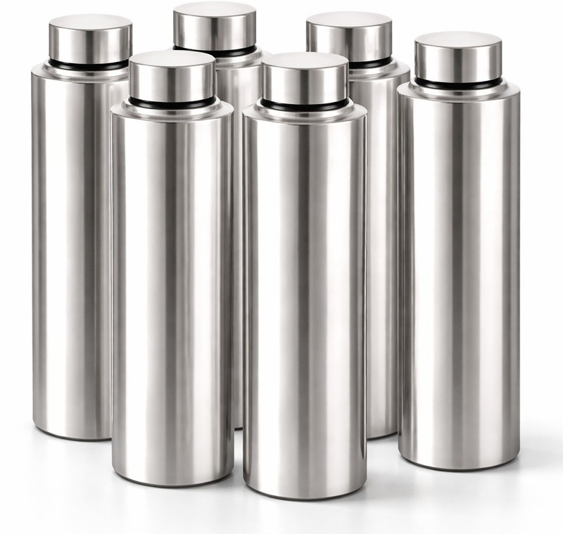 Aquasleri AquasleriSteel Water Bottle Set of 6 (pack of 6) 1000 ml Steel Bottle(Pack of 6, Silver)