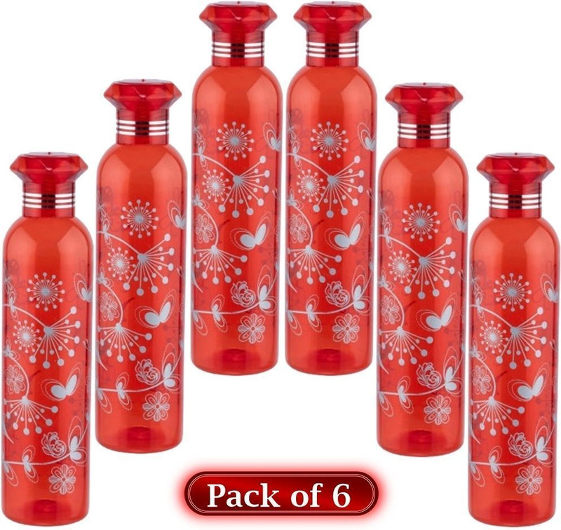Flipkart SmartBuy Design Plastic Fridge,office,Home Water Bottle 1000 ml Bottle 1000 ml Plastic Bottle(Pack of 6, Red)