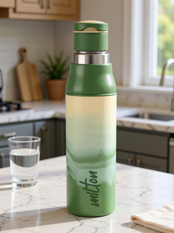 MILTON Steel Sublime 900 Thermoware PU Insulated 660 ml Hot & Cold Water Bottle Green 660 ml Plastic Bottle(Pack of 1, Green)