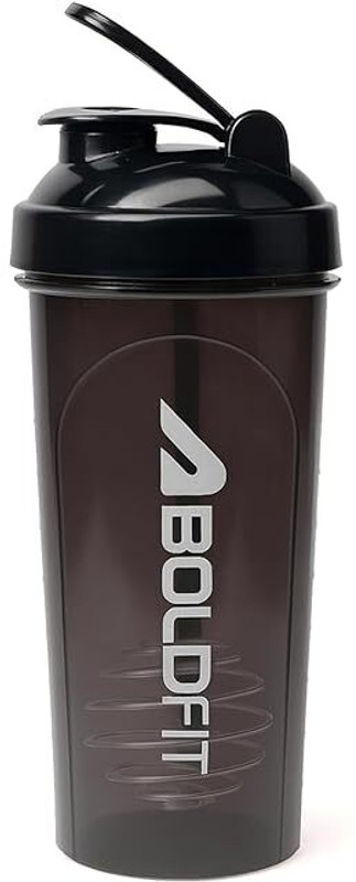 BOLDFIT Shaker Bottle Gym Bottle with Blender Gym Shaker 700 ml Leakproof Sipper Bottle 700 ml Plastic Shaker(Pack of 1, Black)