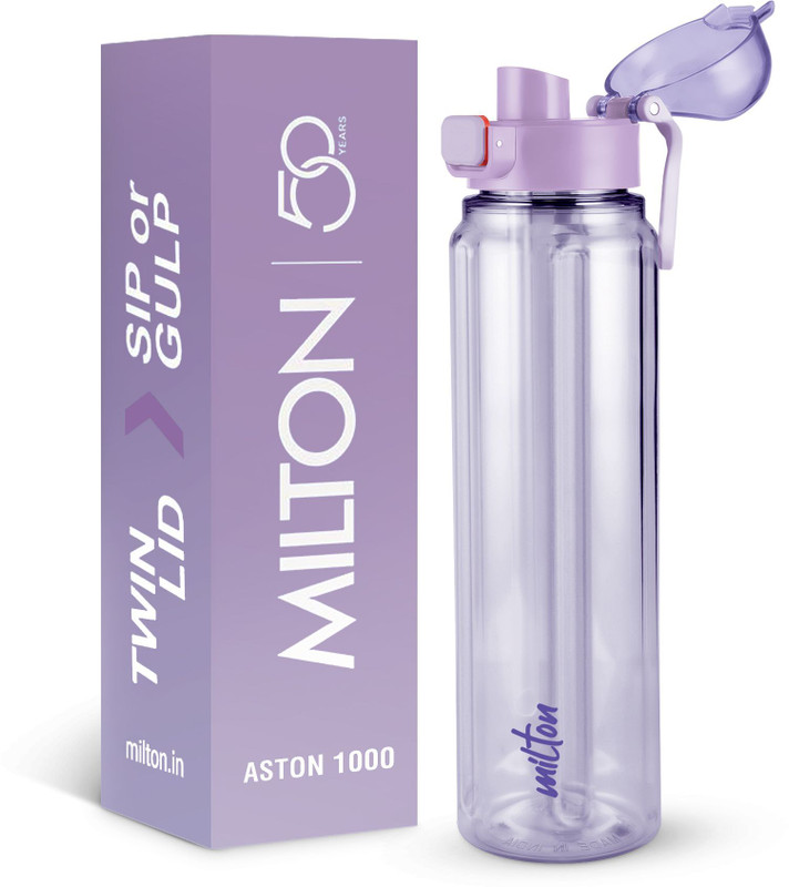 MILTON Aston 1000 Water Bottle 1 ltr Plastic Sip & Gulp Lid, for Office, School Purple 1000 ml Plastic Bottle(Pack of 1, Purple)