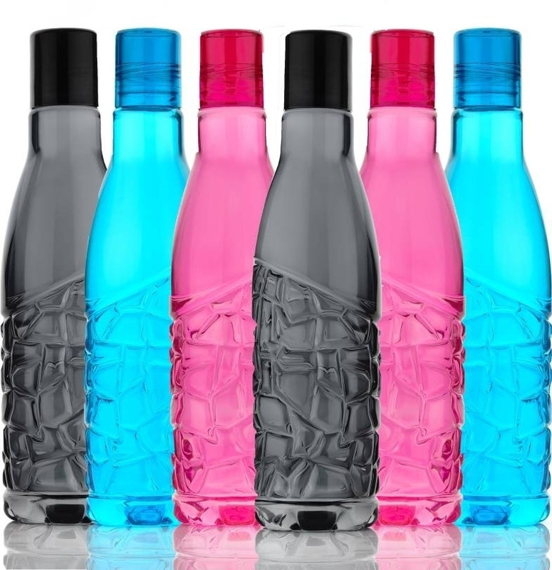 Flipkart SmartBuy Stylish crystal design water set for multipurpose 6pc 1000 ml Plastic Bottle(Pack of 6, Multicolor)