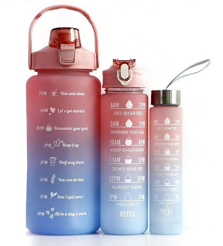 SeaRegal Unbreakable Silicone Water Bottle ,Motivational Time Maker 2000 ml Silicone Bottle(Pack of 3, Multicolor)