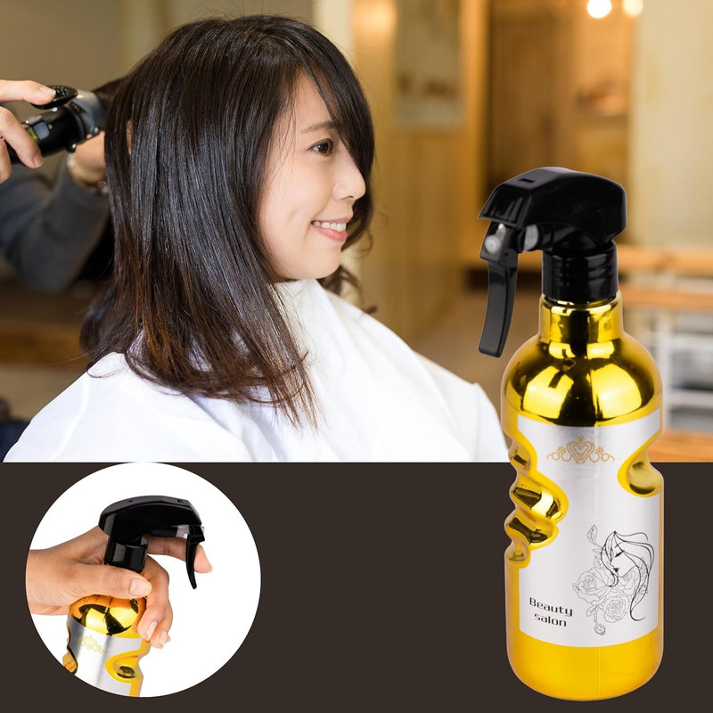 wynyc Spray Water Bottle Mist hair Spray bottle Hairdressing Sprayer for Styling Salon 500 ml Plastic Spray Bottle(Pack of 1, Gold)