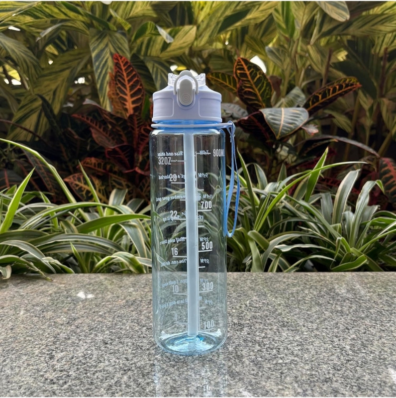 Henxhub Motivational bottle902 1000 ml Plastic Sipper(Pack of 1, Light Blue)