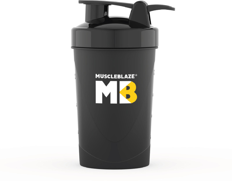 MUSCLEBLAZE Compact , Protein Bottle, Gym , 100% Leakproof 500 ml Plastic Shaker(Pack of 1, Black)