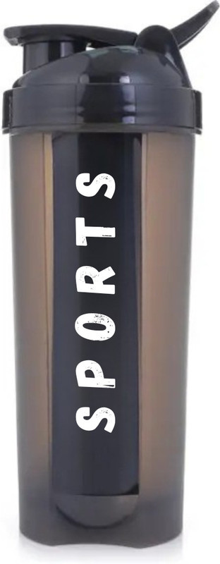 SUKHCHAIN No Pain No Gain Sports Fitness Shaker Bottle for Protein Shaker Bottle 700 ml Plastic Shaker(Pack of 1, Black)