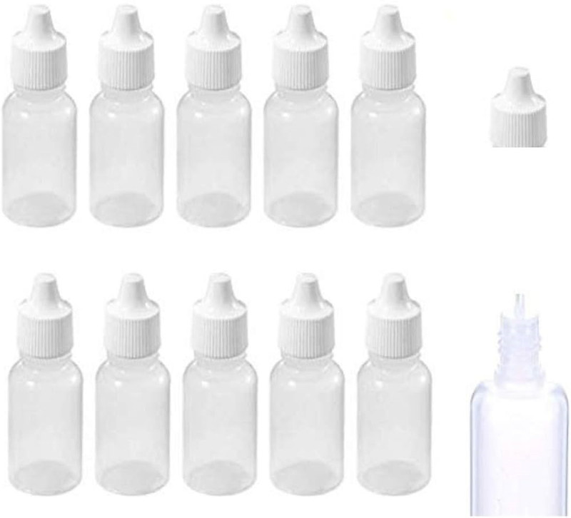 dinojames 10ml Empty Plastic Dropper Bottle/Eye Dropping Bottles Squeezable Eye 10 ml Plastic Bottle(Pack of 50, White)