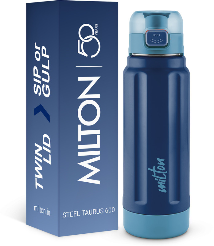 MILTON Taurus 600 Steel Thermoware Inner Stainless Steel Water Bottle 560 ml Dark Blue 560 ml Plastic Bottle(Pack of 1, Blue)
