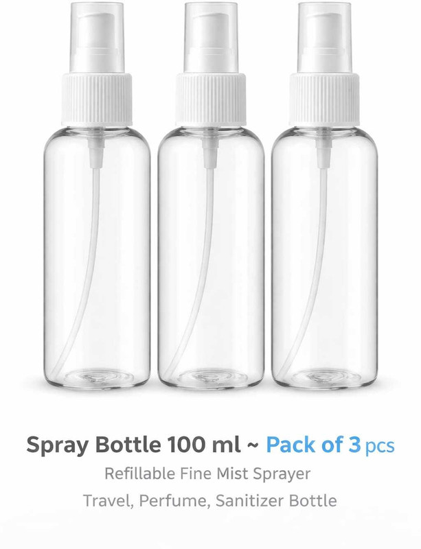 EverGlam Refillable Clear Fine Mist Spray Bottles With Spray Pump 50 ml 100 ml 150 ml PET Spray Bottle(Pack of 2, Clear)