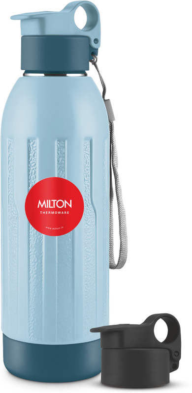 MILTON Steel Vigor 600 Thermoware PU Insulated 520 ml Hot and Cold Water Bottle 520 ml Plastic Bottle(Pack of 1, Light Blue)