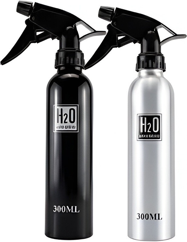 QBLYN H2O 300ml Aluminum Refillable Water Spray Bottle for Hair Salon, Barber 300 ml Aluminium Spray Bottle(Pack of 2, Multicolor)