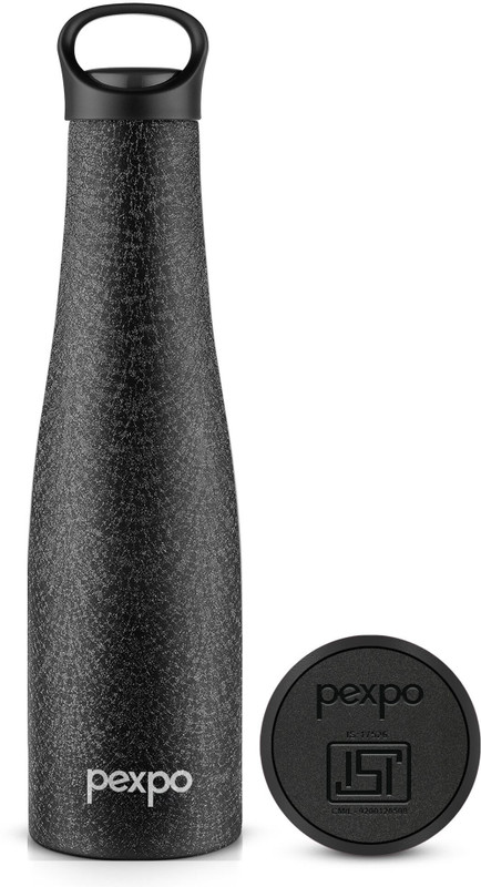 pexpo Hot and Cold Water Bottle,Stainless Vacuum Insulated Cameo 160 ml Steel Flask(Pack of 1, Black)