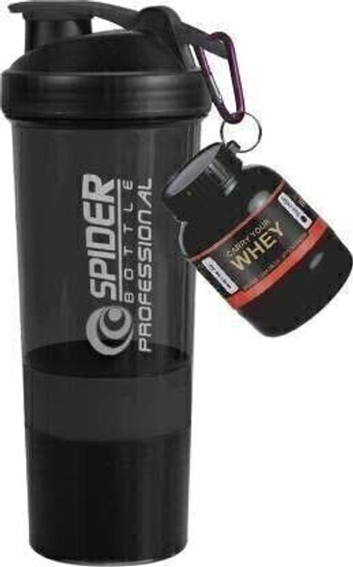 TRUE INDIAN Combo Of Unique Gym Shaker & whey Bottle/Protein Shaker For Gym|Gym Shaker Bottle 500 ml Plastic Shaker(Pack of 2, Black)