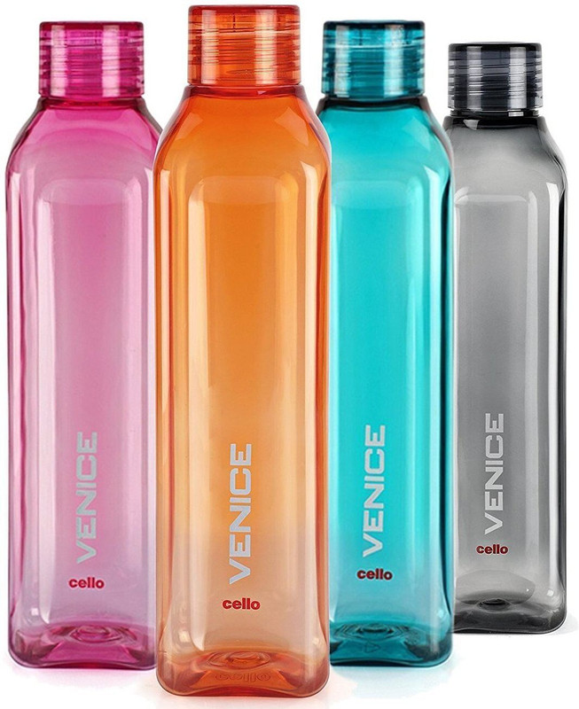 cello Venice Set of 4 1000 ml PET Bottle(Pack of 4, Pink, Orange, Green, Black)