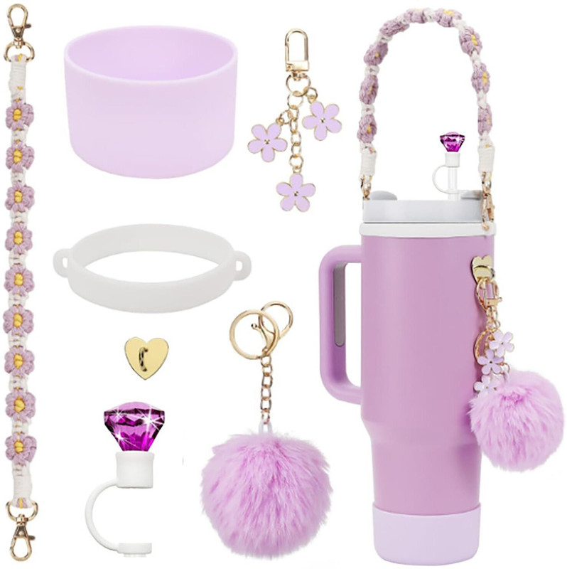 HOUSE OF QUIRK 7 Accessories Set Including Water Bottle Handle Strap, Siliocne Cup Boot 0 ml Silicone Bottle(Pack of 1, Purple)