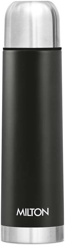 MILTON Eco-Flip 500 Thermosteel Double Walled Vacuum Insulated Flask Bottle 500ml Black 500 ml Steel Flask(Pack of 1, Black)