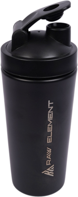 Raw Element Stainless Steel Gym Shaker 750ml – Leakproof Shaker Bottle for Protein 750 ml Steel Sipper(Pack of 1, Black)