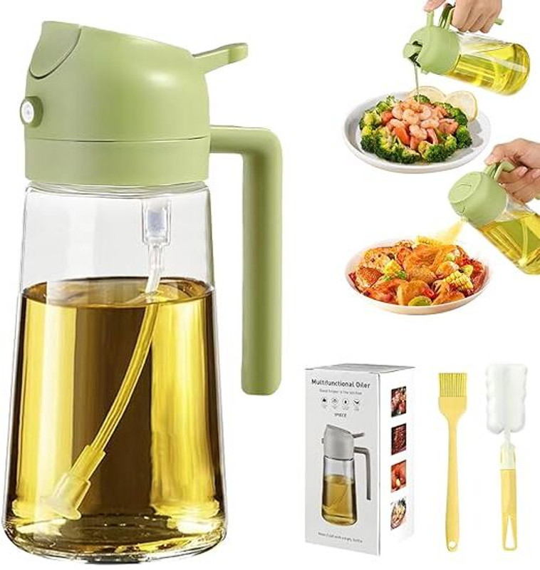 Gela Cooking Spray Bottle,Kitchen Gadgets Accessories for Air Fryer,BBQ,Baking,Frying 210 ml Glass Spray Bottle(Pack of 1, Green)