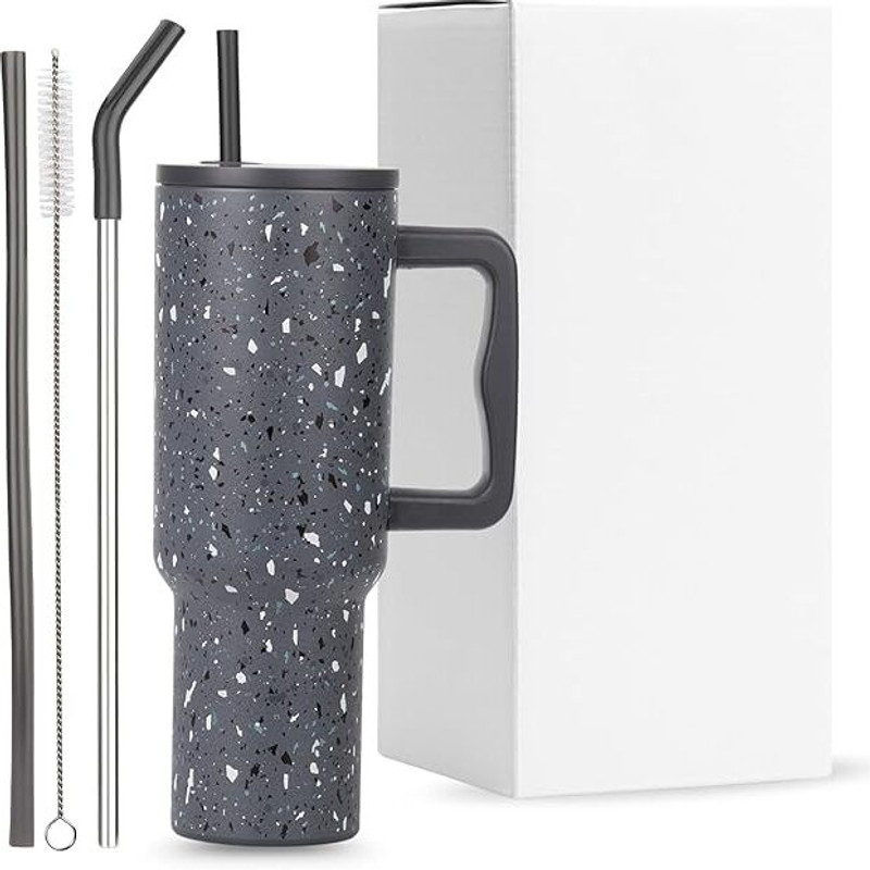 BATBIRD Stainless Steel Tumbler with Lid & Straw – Double‑Wall Insulated Cup for Travel 1200 ml Steel Sipper(Pack of 1, Black)